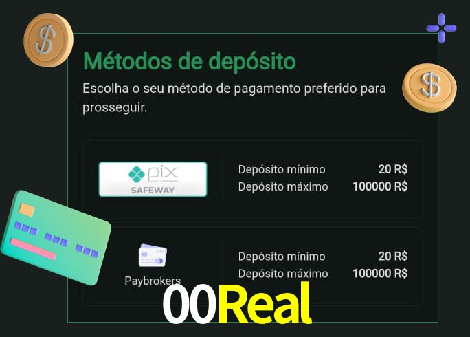 O cassino 00Real oferece uma grande variedade de métodos de pagamento